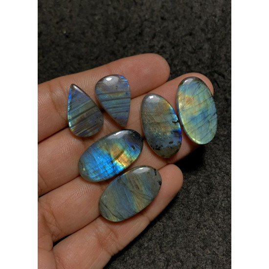 High Quality Natural Labradorite Step Cut Pair Mix Shape Cabochons Gemstone For Jewelry