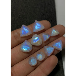 High Quality Natural Rainbow Moonstone Step Cut Pair Mix Shape Cabochons Gemstone For Jewelry