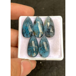 High Quality Natural Teal Green Kyanite Rose Cut Pear Shape Cabochons Gemstone For Jewelry