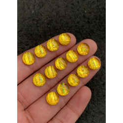 High Quality Rainbow Lattice Aurora Opal and Crystal Doublet Smooth Round Shape Cabochons Gemstone For Jewelry