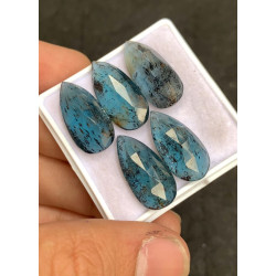 High Quality Natural Teal Green Kyanite Rose Cut Pear Shape Cabochons Gemstone For Jewelry