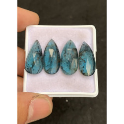 High Quality Natural Teal Green Kyanite Rose Cut Pear Shape Cabochons Gemstone For Jewelry