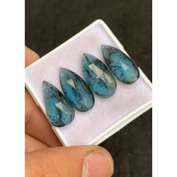 High Quality Natural Teal Green Kyanite Rose Cut Pear Shape Cabochons Gemstone For Jewelry