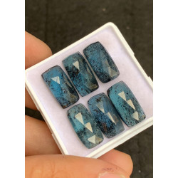 High Quality Natural Teal Green Kyanite Rose Cut Rectangle Shape Cabochons Gemstone For Jewelry