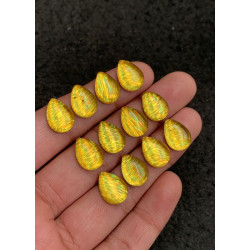 High Quality Rainbow Lattice Aurora Opal and Crystal Doublet Smooth Pear Shape Cabochons Gemstone For Jewelry