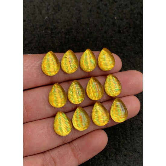 High Quality Rainbow Lattice Aurora Opal and Crystal Doublet Smooth Pear Shape Cabochons Gemstone For Jewelry