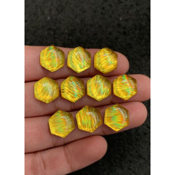 High Quality Rainbow Lattice Aurora Opal and Crystal Doublet Smooth Hexagon Shape Cabochons Gemstone For Jewelry