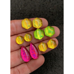 High Quality Rainbow Lattice Aurora Opal and Crystal Doublet Smooth Pair Mix Shape Cabochons Gemstone For Jewelry