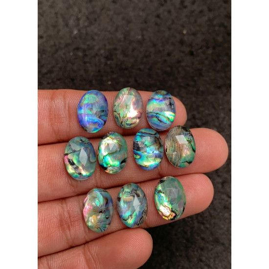 High Quality Natural Abalone Shell Pearl and Crystal Doublet Rose Cut Oval Shape Cabochons Gemstone For Jewelry