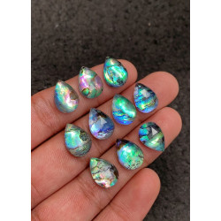 High Quality Natural Abalone Shell Pearl and Crystal Doublet Rose Cut Pear Shape Cabochons Gemstone For Jewelry