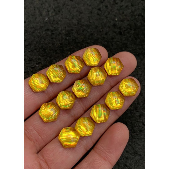 High Quality Rainbow Lattice Aurora Opal and Crystal Doublet Smooth Hexagon Shape Cabochons Gemstone For Jewelry