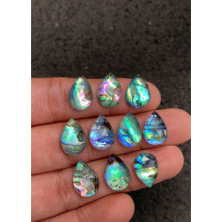 High Quality Natural Abalone Shell Pearl and Crystal Doublet Rose Cut Pear Shape Cabochons Gemstone For Jewelry