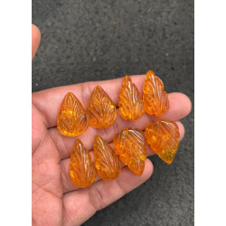 High Quality Beautiful Amber Hand Craved Leaf Shape Cabochons Gemstone For Jewelry