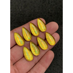 High Quality Rainbow Lattice Aurora Opal and Crystal Doublet Smooth Pear Shape Cabochons Gemstone For Jewelry