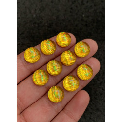 High Quality Rainbow Lattice Aurora Opal and Crystal Doublet Smooth Round Shape Cabochons Gemstone For Jewelry