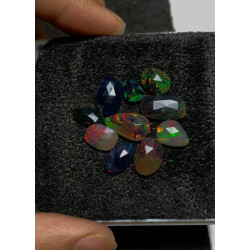 High Quality 100% Natural Black Ethiopian Opal Rose Cut Slice Fancy Shape Cabochons Gemstone For Jewelry