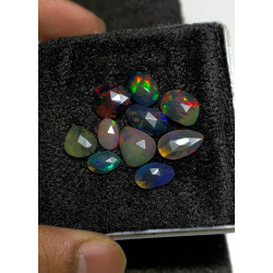 High Quality 100% Natural Black Ethiopian Opal Rose Cut Slice Fancy Shape Cabochons Gemstone For Jewelry