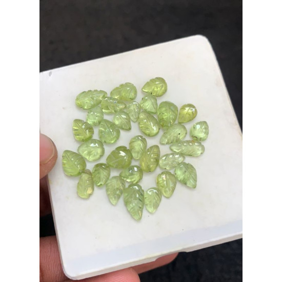 High Quality Natural Peridot Hand Craved Leaf Shape Cabochons Gemstone For Jewelry