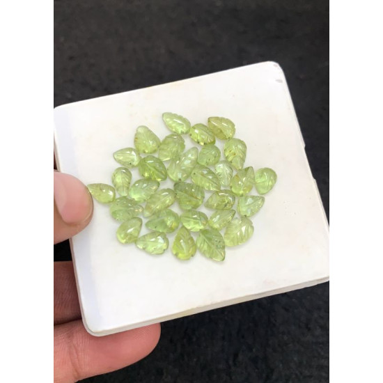 High Quality Natural Peridot Hand Craved Leaf Shape Cabochons Gemstone For Jewelry