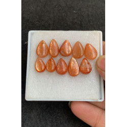 High Quality Natural Sunstone Smooth Pear Shape Cabochons Gemstone For Jewelry