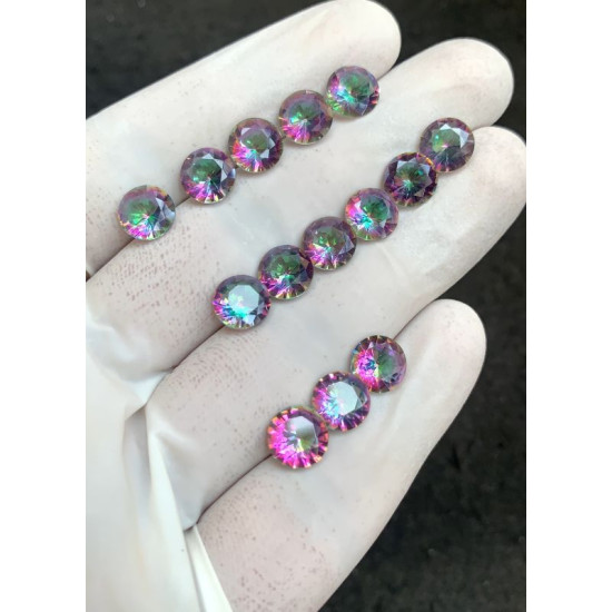 High Quality Natural Mystic Topaz Faceted Cut Round Shape Gemstone For Jewelry