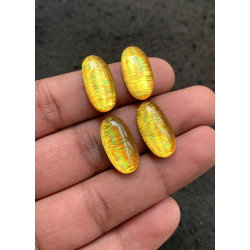 High Quality Rainbow Lattice Aurora Opal and Crystal Doublet Smooth Oval Shape Cabochons Gemstone For Jewelry