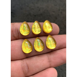 High Quality Rainbow Lattice Aurora Opal and Crystal Doublet Smooth Pear Shape Cabochons Gemstone For Jewelry