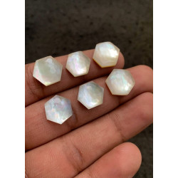 High Quality Natural Mother Of Pearl and Crystal Doublet Honeycom Cut Hexagon Shape Cabochons Gemstone For Jewelry