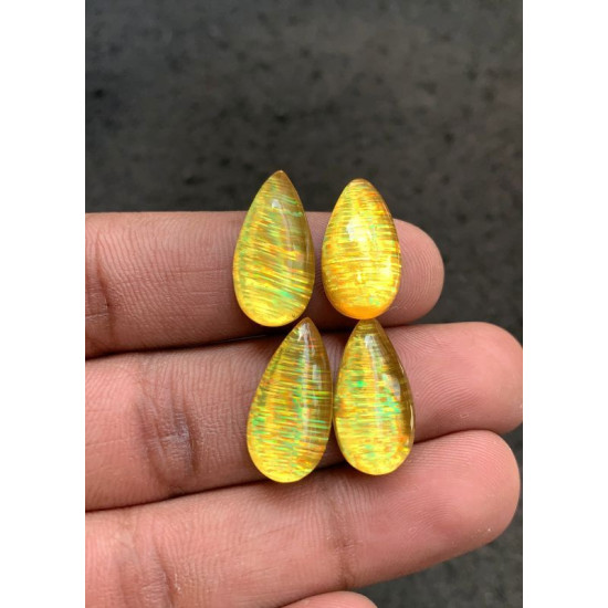 High Quality Rainbow Lattice Aurora Opal and Crystal Doublet Smooth Pear Shape Cabochons Gemstone For Jewelry