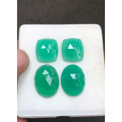 High Quality Natural Green Onyx Rose Cut Pair Fancy Shape Cabochons Gemstone For Jewelry