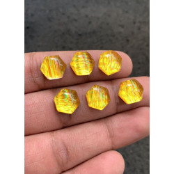 High Quality Rainbow Lattice Aurora Opal and Crystal Doublet Smooth Hexagon Shape Cabochons Gemstone For Jewelry