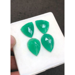 High Quality Natural Green Onyx Rose Cut Pair Fancy Shape Cabochons Gemstone For Jewelry