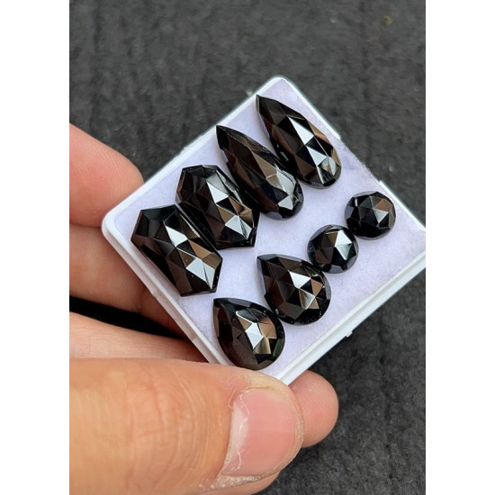 High Quality Natural Black Spinel Rose Cut Pair Fancy Shape Cabochons Gemstone For Jewelry