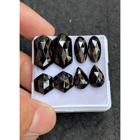 High Quality Natural Black Spinel Rose Cut Pair Fancy Shape Cabochons Gemstone For Jewelry