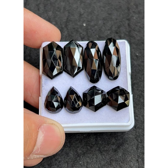 High Quality Natural Black Spinel Rose Cut Pair Fancy Shape Cabochons Gemstone For Jewelry