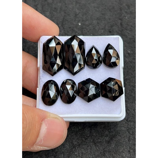 High Quality Natural Black Spinel Rose Cut Pair Fancy Shape Cabochons Gemstone For Jewelry