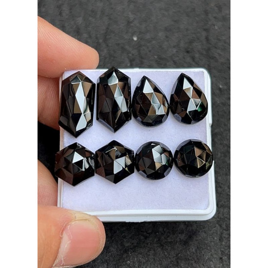 High Quality Natural Black Spinel Rose Cut Pair Fancy Shape Cabochons Gemstone For Jewelry