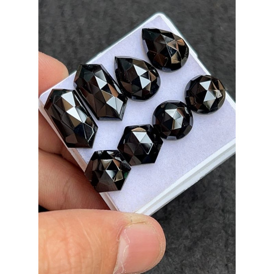 High Quality Natural Black Spinel Rose Cut Pair Fancy Shape Cabochons Gemstone For Jewelry