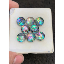 High Quality Natural Abalone Shell Pearl and Crystal Doublet Rose Cut Round Shape Cabochons Gemstone For Jewelry