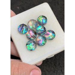 High Quality Natural Abalone Shell Pearl and Crystal Doublet Rose Cut Round Shape Cabochons Gemstone For Jewelry