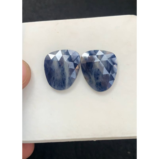 High Quality Natural Blue Sapphire Rose Cut Pair Fancy Shape Cabochons Gemstone For Jewelry