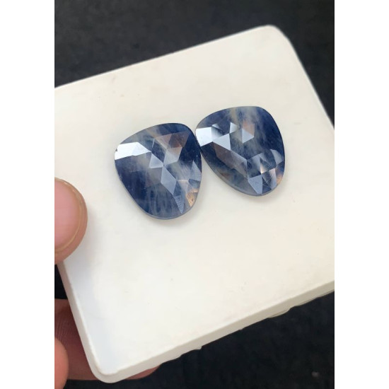 High Quality Natural Blue Sapphire Rose Cut Pair Fancy Shape Cabochons Gemstone For Jewelry