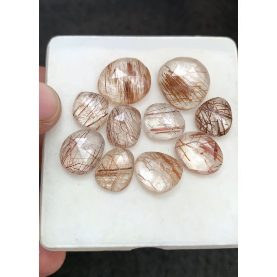 High Quality Natural Rutilated Quartz Rose Cut Fancy Shape Cabochons Gemstone For Jewelry