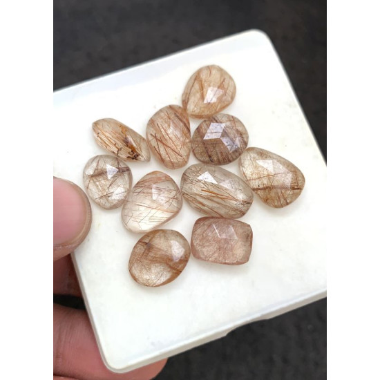 High Quality Natural Rutilated Quartz Rose Cut Fancy Shape Cabochons Gemstone For Jewelry