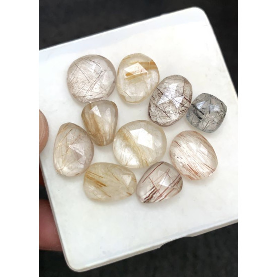 High Quality Natural Rutilated Quartz Rose Cut Fancy Shape Cabochons Gemstone For Jewelry