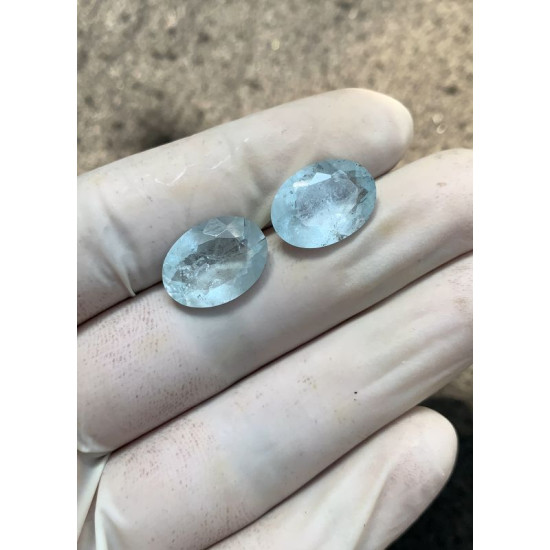 High Quality Natural Aquamarine Faceted Cut Oval Shape Gemstone For Jewelry