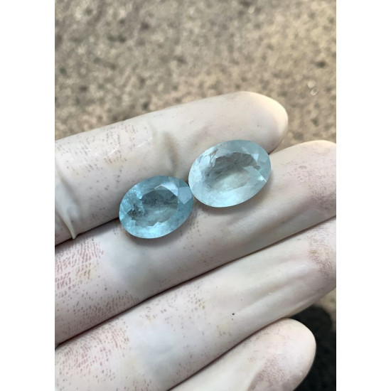 High Quality Natural Aquamarine Faceted Cut Oval Shape Gemstone For Jewelry