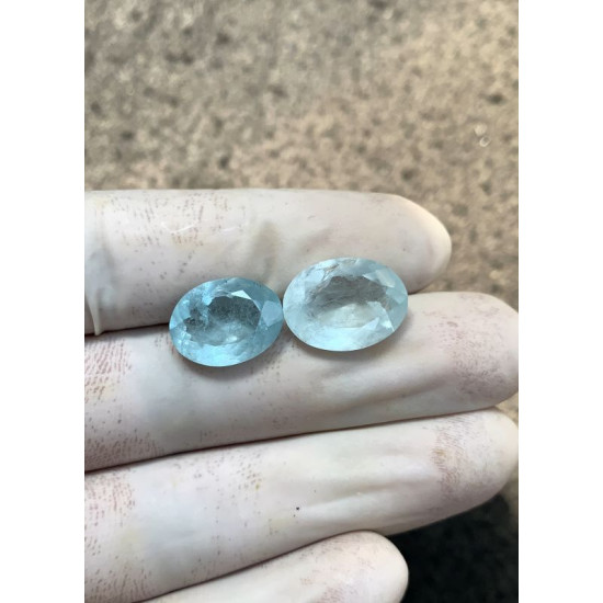 High Quality Natural Aquamarine Faceted Cut Oval Shape Gemstone For Jewelry