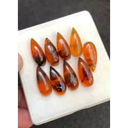 High Quality Natural Amber Smooth Pear Shape Cabochons Gemstone For Jewelry