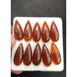 High Quality Natural Amber Smooth Pear Shape Cabochons Gemstone For Jewelry